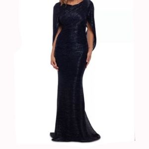 Betsy & Adams Metallic Cape Gown size- 4US